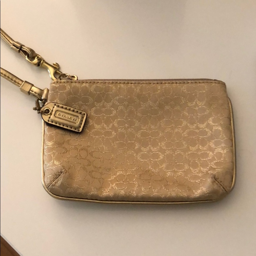 COPY - Never Used Gold Metallic Coach Wristlet